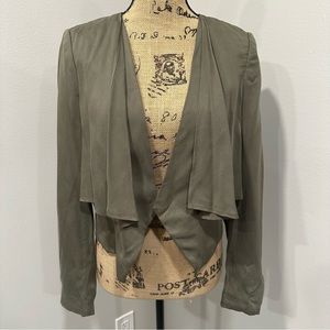 BCBGMaxazria Green Olive Cropped Long Sleeve Jacket Size S